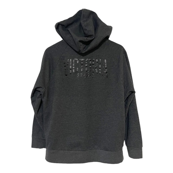 Victoria Sport‎ Logo Black Grey Full Zip Hooded Sweatshirt - Picture 1 of 5